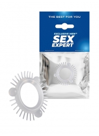 Эластичное эрекционное кольцо с 3 шариками и шипами - Sex Expert - в Нефтекамске купить с доставкой