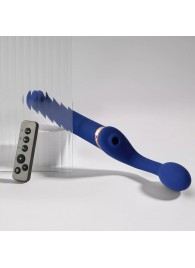 Синий безремневой страпон Multi Orgasm Bendable Strap-On size XL с клиторальной стимуляцией - Strap-on-me - купить с доставкой в Нефтекамске