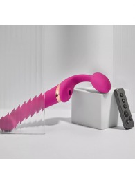 Ярко-розовый безремневой страпон Multi Orgasm Bendable Strap-On size L с клиторальной стимуляцией - Strap-on-me - купить с доставкой в Нефтекамске