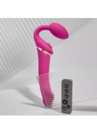 Ярко-розовый безремневой страпон Multi Orgasm Bendable Strap-On size XL с клиторальной стимуляцией - Strap-on-me - купить с доставкой в Нефтекамске