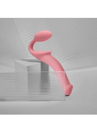 Розовый безремневой страпон Strap-on-me Semi-Realistic Bendable Strap-On size L - Strap-on-me - купить с доставкой в Нефтекамске