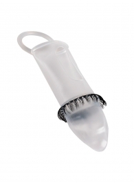 Закрытая насадка на пенис с подхватом мошонки и стимулирующими «ресничками» - Sextaz - в Нефтекамске купить с доставкой