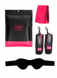 Черно-розовый эротический набор: маска, наручники и повязка - Erokay - купить с доставкой в Нефтекамске