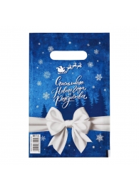 Сине-белый подарочный новогодний пакет с вырубной ручкой (20х30 см) - Сима-Ленд - купить с доставкой в Нефтекамске
