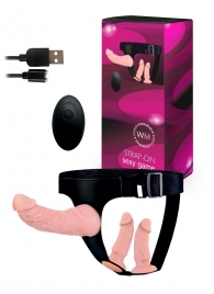 Женский страпон с 3 насадками и вибрацией - Erowoman-Eroman - купить с доставкой в Нефтекамске