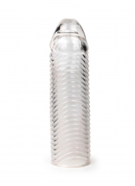 Прозрачная закрытая насадка на пенис с ребрышками - 16 см. - Sex Expert - в Нефтекамске купить с доставкой