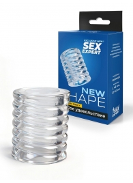 Прозрачная сквозная насадка на пенис с ребрышками - Sex Expert - в Нефтекамске купить с доставкой
