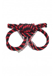 Черно-красные наручники-оковы ’’Узел-омега’’ из хлопковой веревки - Pecado - купить с доставкой в Нефтекамске