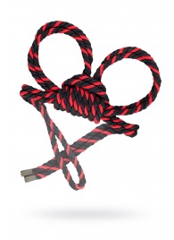 Черно-красные наручники-оковы ’’Узел-омега’’ из хлопковой веревки - Pecado - купить с доставкой в Нефтекамске