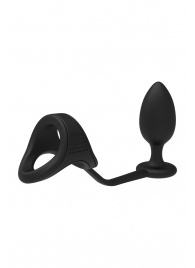 Черное эрекционное кольцо с анальной пробкой Cockstrap With Anal Plug - Dream Toys - в Нефтекамске купить с доставкой