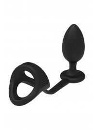 Черное эрекционное кольцо с анальной пробкой Cockstrap With Anal Plug - Dream Toys - в Нефтекамске купить с доставкой