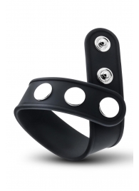 Черное эрекционное кольцо на кнопках - Blush Novelties - в Нефтекамске купить с доставкой