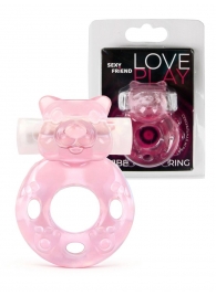 Розовое эрекционное виброкольцо в форме мишки - 1137 - в Нефтекамске купить с доставкой