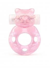 Розовое эрекционное виброкольцо в форме мишки - 1137 - в Нефтекамске купить с доставкой
