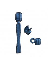 Синий вибромассажёр с насадками Man.wand Edgy - Manwan - в Нефтекамске купить с доставкой