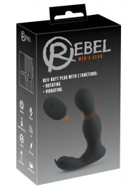 Черная анальная пробка с вибрацией, вращением и пультом ДУ RC Butt Plug with 2 Functions - Orion - в Нефтекамске купить с доставкой