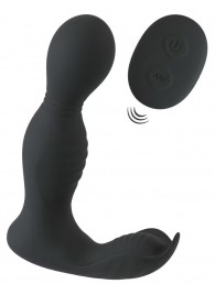 Черная анальная пробка с вибрацией, вращением и пультом ДУ RC Butt Plug with 2 Functions - Orion - в Нефтекамске купить с доставкой