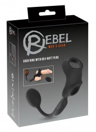 Черное виброкольцо с анальной пробкой Cock Ring with RC Butt Plug - Orion - в Нефтекамске купить с доставкой