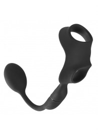 Черное виброкольцо с анальной пробкой Cock Ring with RC Butt Plug - Orion - в Нефтекамске купить с доставкой