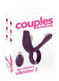 Фиолетовая насадка на член с клиторальным отростком и пультом ДУ RC Couple’s Vibrator 2 - Orion - в Нефтекамске купить с доставкой