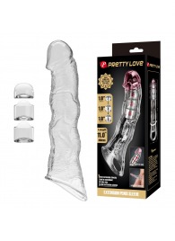 Прозрачный фаллоудлинитель с 3 вставками - 28 см. - Baile - в Нефтекамске купить с доставкой