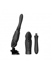 Черная секс-машина с функцией нагрева, насадками и присоской Sesh - Zalo - купить с доставкой в Нефтекамске