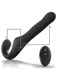 Черный безремневой страпон с вибрацией и возвратно-поступательными движениями - 24 см. - Ibiza - купить с доставкой в Нефтекамске