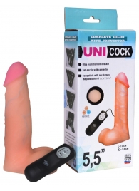 Фаллическая насадка Харнесс UNICOCK 5,5  с вибрацией - 17 см. - LOVETOY (А-Полимер) - купить с доставкой в Нефтекамске