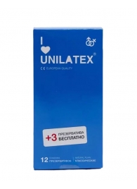 Классические презервативы Unilatex Natural Plain - 12 шт. + 3 шт. в подарок - Unilatex - купить с доставкой в Нефтекамске