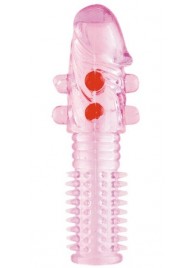Гелевая розовая насадка с шариками и шипами - 14 см. - ToyFa - в Нефтекамске купить с доставкой
