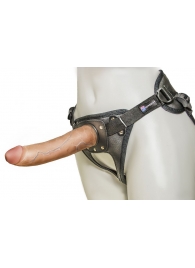 Насадка-фаллоимитатор на кожаных трусиках Harness Ultra Realistic 7  - 18 см. - LOVETOY (А-Полимер) - купить с доставкой в Нефтекамске