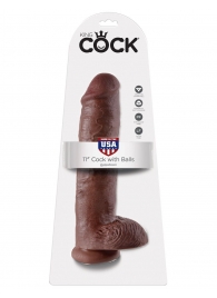 Коричневый фалоимитатор-гигант на присоске 11  Cock with Balls - 28 см. - Pipedream