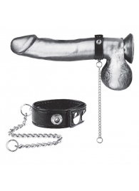 Утяжка на пенис с поводком Snap Cock Ring With 12  Leash - BlueLine - купить с доставкой в Нефтекамске