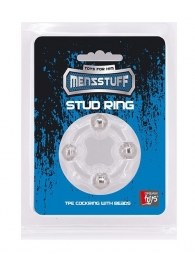 Эрекционное кольцо с 4 бусинами MENZSTUFF STUD RING CLEAR - Dream Toys - в Нефтекамске купить с доставкой