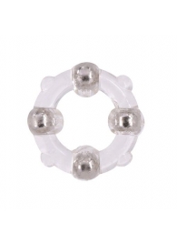 Эрекционное кольцо с 4 бусинами MENZSTUFF STUD RING CLEAR - Dream Toys - в Нефтекамске купить с доставкой