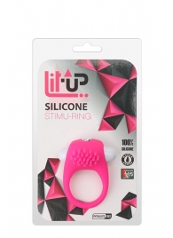 Розовое эрекционное кольцо с щеточкой LIT-UP SILICONE STIMU RING 5 - Dream Toys - в Нефтекамске купить с доставкой