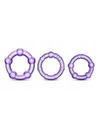 Набор из 3 фиолетовых эрекционных колец Stay Hard Beaded Cockrings - Blush Novelties - в Нефтекамске купить с доставкой