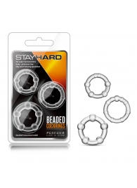 Набор из 3 прозрачных эрекционных колец Stay Hard Beaded Cockrings - Blush Novelties - в Нефтекамске купить с доставкой