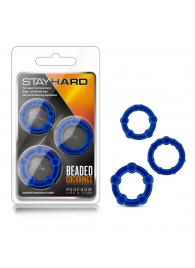 Набор из 3 синих эрекционных колец Stay Hard Beaded Cockrings - Blush Novelties - в Нефтекамске купить с доставкой