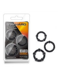 Набор из 3 чёрных эрекционных колец Stay Hard Beaded Cockrings - Blush Novelties - в Нефтекамске купить с доставкой