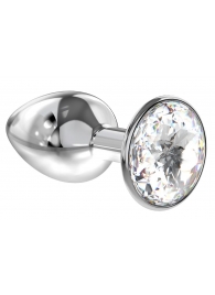 Малая серебристая анальная пробка Diamond Clear Sparkle Small с прозрачным кристаллом - 7 см. - Lola Games - купить с доставкой в Нефтекамске