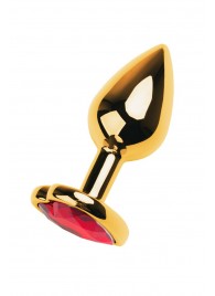 Золотистая анальная пробка с кристаллом-сердцем - 7,5 см. - ToyFa - купить с доставкой в Нефтекамске