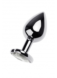 Серебристая анальная пробка с прозрачным кристаллом-сердцем - 8 см. - ToyFa - купить с доставкой в Нефтекамске