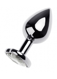 Серебристая анальная пробка с прозрачным кристаллом-сердцем - 8 см. - ToyFa - купить с доставкой в Нефтекамске