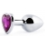 Серебристая анальная пробка с фиолетовым кристаллом-сердечком - 8 см. - Anal Jewelry Plug - купить с доставкой в Нефтекамске
