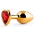 Золотистая анальная пробка с красным стразом-сердечком - 8 см. - Anal Jewelry Plug - купить с доставкой в Нефтекамске