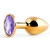 Золотистая анальная пробка с фиолетовым стразом - 7,2 см. - Anal Jewelry Plug - купить с доставкой в Нефтекамске