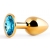 Золотистая анальная пробка с голубым стразом - 7,2 см. - Anal Jewelry Plug - купить с доставкой в Нефтекамске