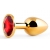Золотистая анальная пробка с красным стразом - 7,2 см. - Anal Jewelry Plug - купить с доставкой в Нефтекамске