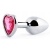 Серебристая анальная пробка с розовым кристаллом-сердечком - 7 см. - Anal Jewelry Plug - купить с доставкой в Нефтекамске
